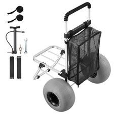 Heavy-Duty Folding Beach Cart: 12in Sand Wheels, 20x15in Deck, 165lb Capacity