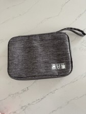 Travel Cable Organizer Case Gray Electronics Storage Pouch Cord Charger Bag Zip