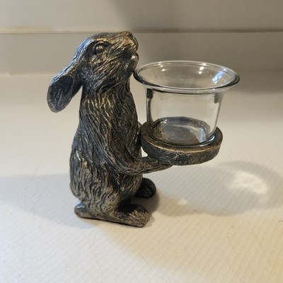 Rabbit Votive Tealight Holder Easter Spring Time Metal With Felt Bottom
