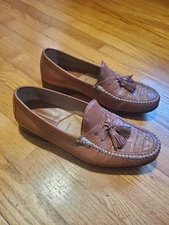 Men Johnston & Murphy Hayes Sheepskin Tassel Loafers Brown Leather Sz 8.5M 