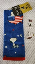 Peanuts Snoopy Hand Towel, 2025, Patriotic Snoopy 1 Pack Towel; Stickers 