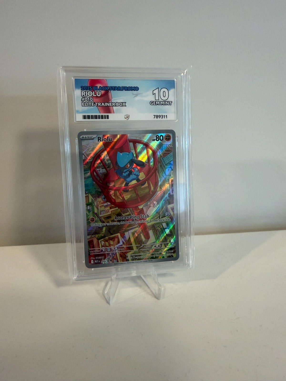 2025 Pokemon Riolu #010 Black Star Promo ETB ACE 10 Gem Mint Mega Evolution
