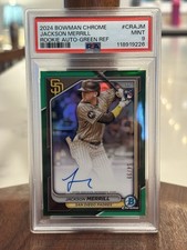 2024 Bowman Chrome Jackson Merrill #CRA-JM RC Auto Green Refractor /99 PSA 9
