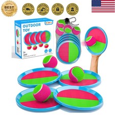 Kids Outdoor Toss and Catch Game Set - Paddles, Balls  Storage Bag Included