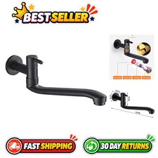 Wall Mounted Cold Water Faucet - 360  Swivel Spout, Matte Black Stainless Steel