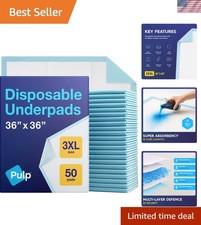 Comfortable 5-Layer Incontinence Bed Pads 36" x 36" - Kids  Adults - 50 Count