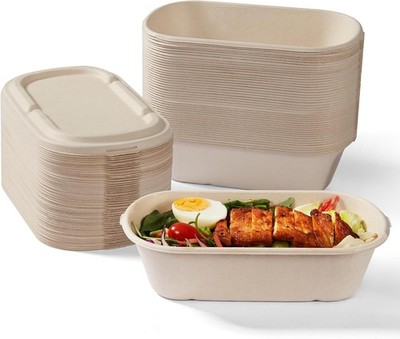 34 oz Disposable Food Containers with Lids Sugarcane Pulp Take Out Containers