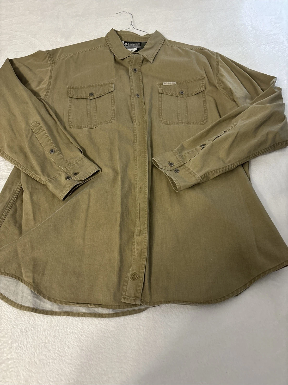 Columbia Sportswear Mens XL Tan Long Sleeve Outdoor Field Shirt Fishing Hiking