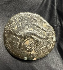 Ancient Greek Tarentum Bronze Athena Dolphin Coin c350-300BC