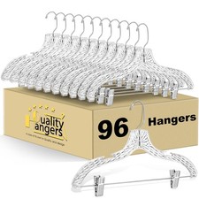 96 Quality Hangers Skirt Clear Plastic Hangers - Crystal Cut Hangers for Clothes