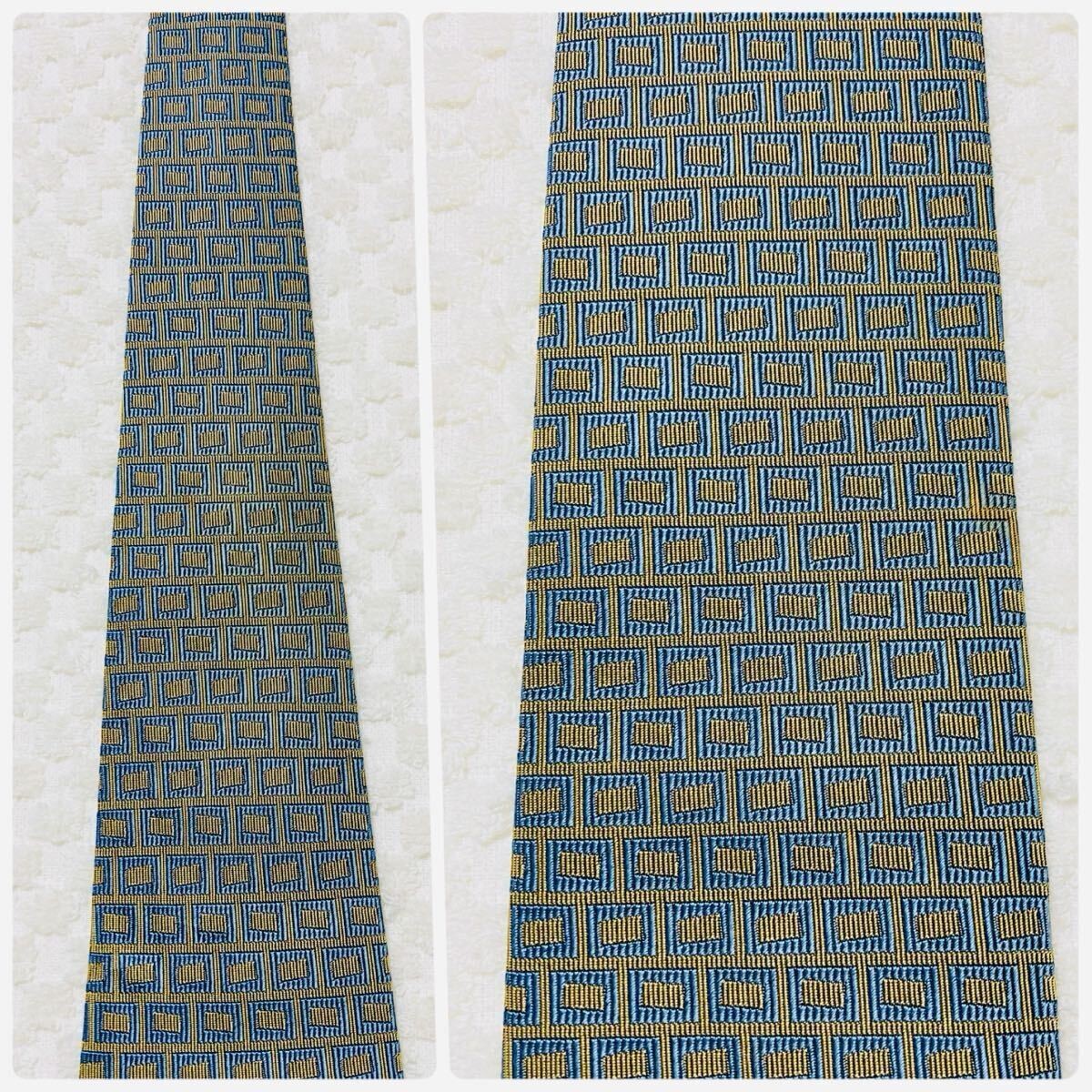 HERMES Tie Checkered Rectangular All Over Pattern… - image 8