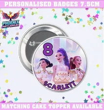 PERSONALISED KPOP DEMON HUNTERS BIRTHDAY PARTY BADGE CUSTOM AGE BADGE