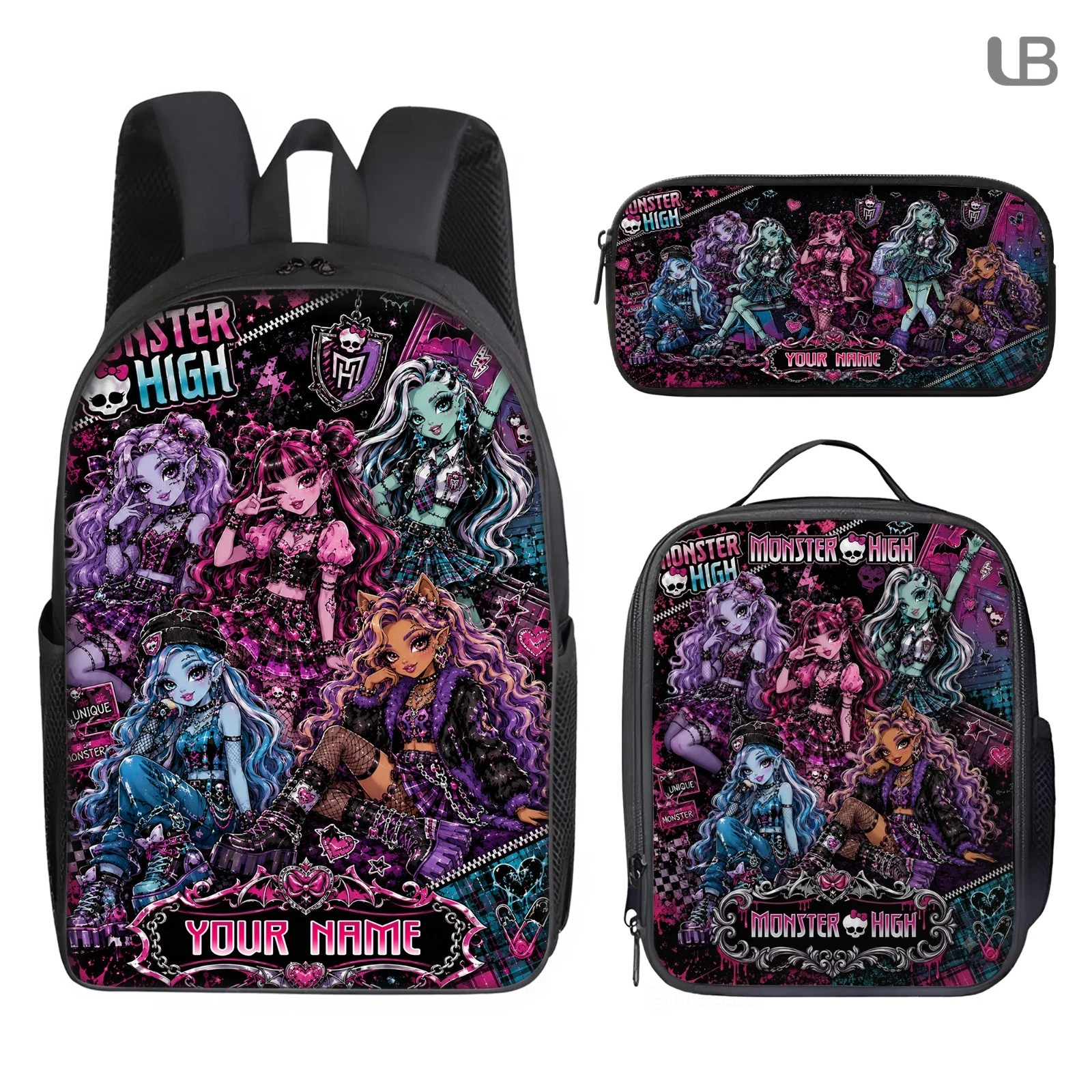 Personalized Monster Inspired Kids Backpack Set, Custom Name School Bag