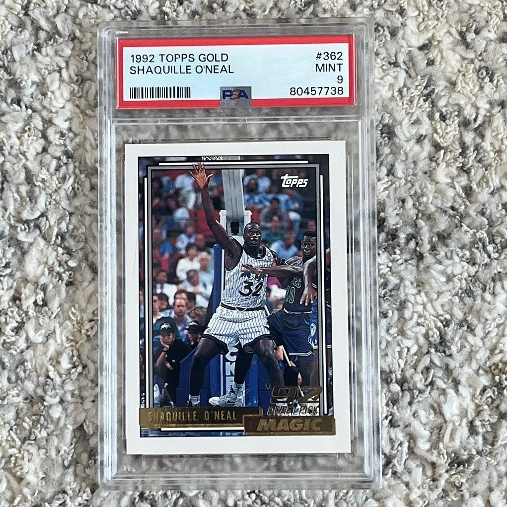 1992 TOPPS GOLD SHAQUILLE O'NEAL SHAQ #362 PSA 9 MINT RC ROOKIE CARD view 1