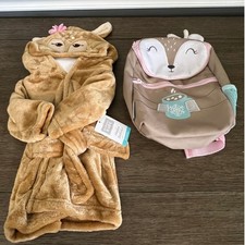 Hudson Baby Deer Hooded Bathrobe NWT  Goldbug Deer Toddler Backpack Set