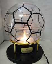 Vintage Soccer Ball Clear MVP Sports Aquarium Black Gold Base Lamp PARTS ONLY