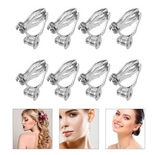 8pcs Clip-on Earring Base Safe Non-Pierced Ear Clips Earring DIY Material