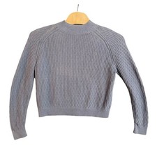 FatFace Blue Cotton Textured Knit Mock Neck Sweater USA 10 1FWA/FKTS/971011
