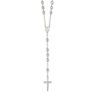 Sterling Silber poliert Rosenkranz Halskette 21,5 g Herren Damen religiös