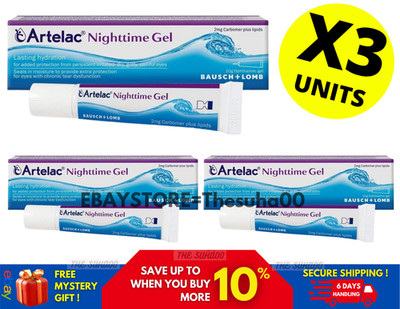 3 X ARTELAC Nightime Gel Eye Lube Prevents Dryness Moisturizing Protective 10g