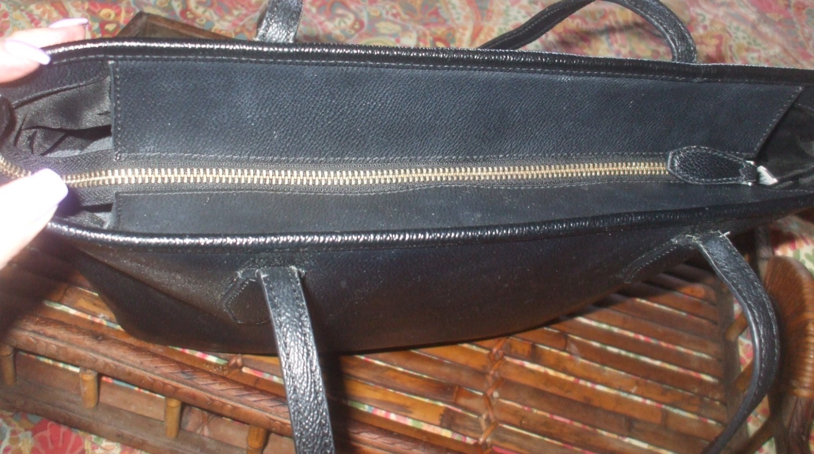 Kate Spade black leather large tote shoulder bag travel school shopper bag thumbnail 7