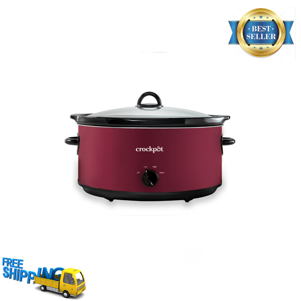 Crock-Pot 8-Quart Manual Slow Cooker - Rhubarb Red - Extra Large Capacity 219288