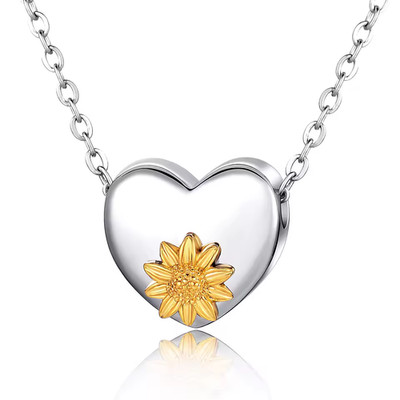Ascheschmuck Gedenk-Trauerschmuck für Asche, Herz mit Sonnenblume