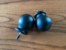 Black Round Wooden Screw-on Curtain Rod Ends