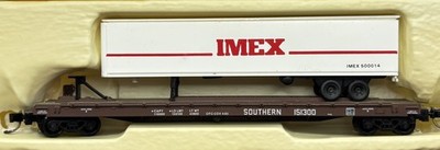 N Scale Con-Cor Southern 60  TOFC Flat Car & IMEX 45  Trailer SOU #151300