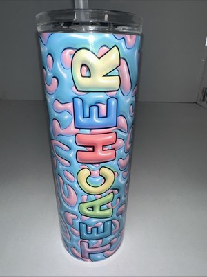 3D Multi-Color 20oz. Puffy Teacher Skinny Sublimation Tumbler