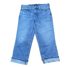 NYDJ Marilyn Crop Jeans Cuffed Lift Tuck Technology Women  s 6 Medium Blue FLAW 