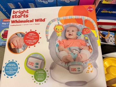 Bright Starts Whimsical Wild Infant Bouncer Chair Vibration Music Toys H-82