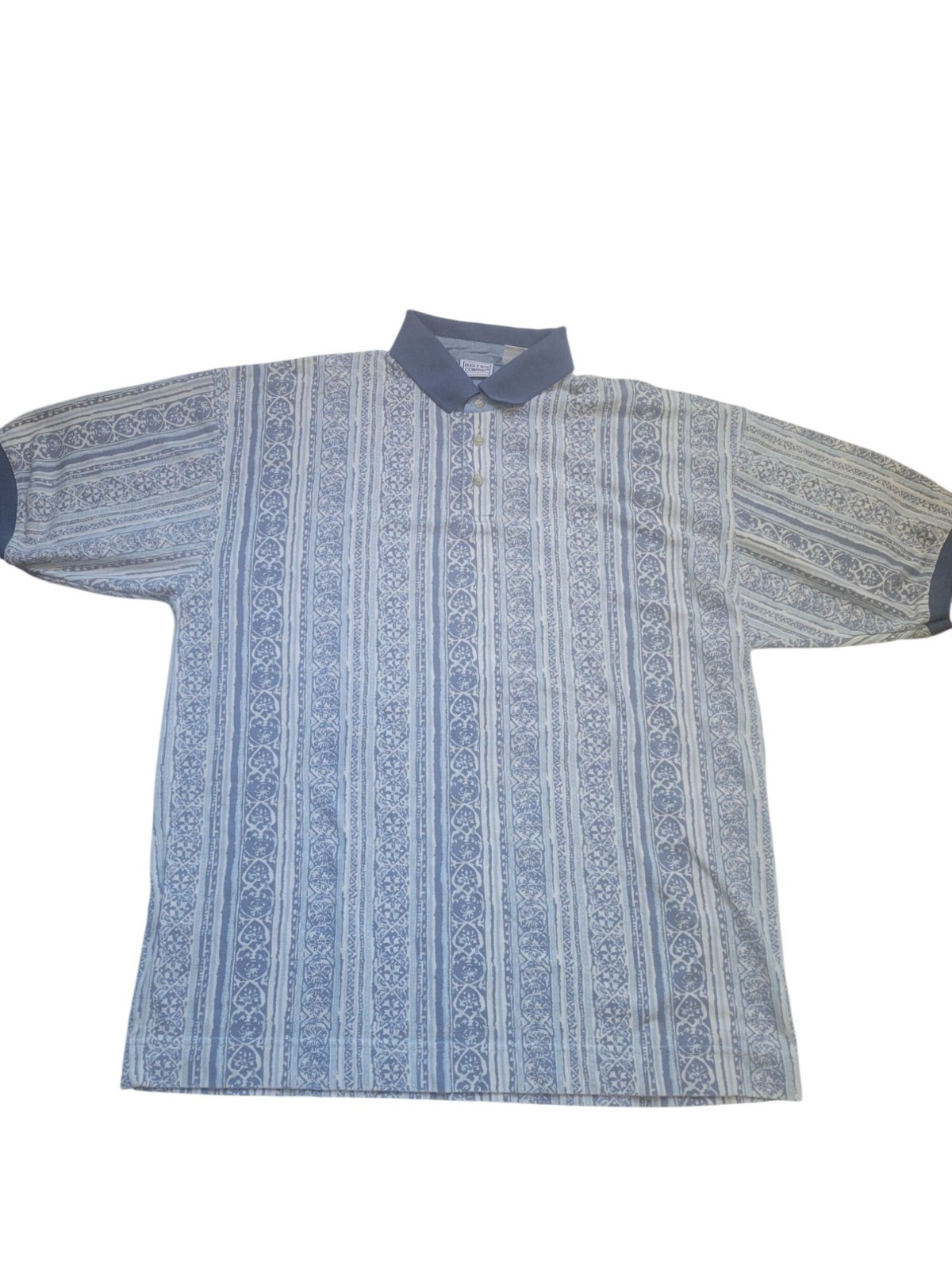Bugle Boy Company Vintage Blue  Striped Collared Polo Shirt Size XL 90s Y2K