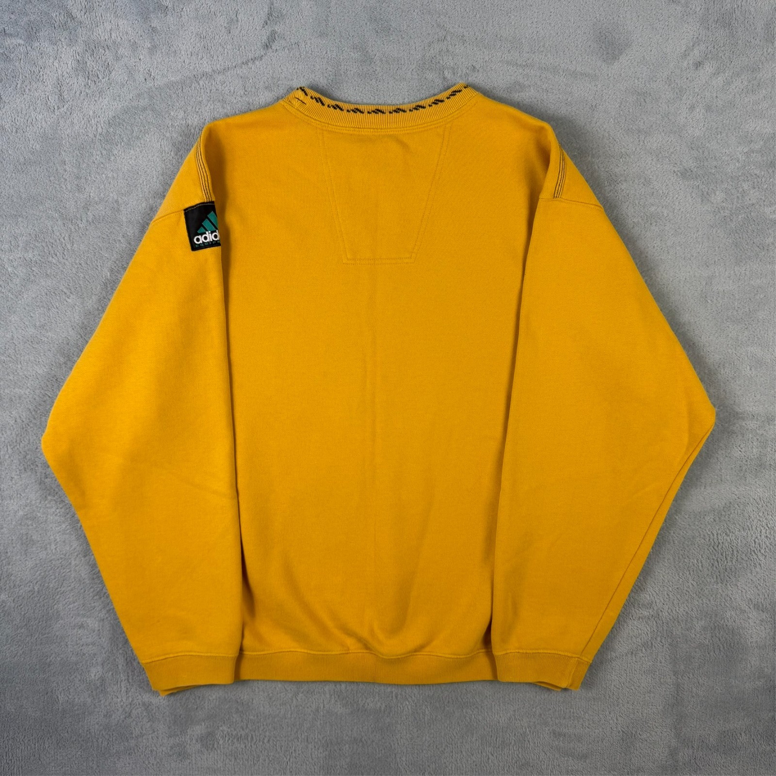 VTG Adidas Equipment 90's Yellow Heavyweight 38/40 / Oversized Medium Sweatshirt image 8