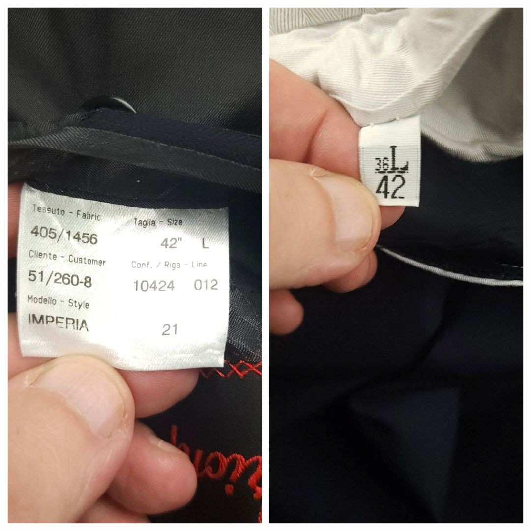 Brioni Suit Mens 42L/36R Imperia Double Breasted Wool 2 Piece Herringbone Blue  