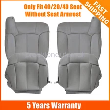 Driver & Passenger Bottom-Top Leather Seat Cover No Armrest For 99-02 GMC Sierra