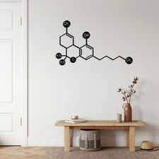 THC Molecule Chemical Metal Wall Art, Metal Wall Decor, Home Decor Wall Art