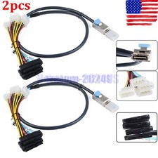 2pcs External Mini SAS SFF-8088 26P to 4X SAS SFF-8482 with IDE Power Cable 1m