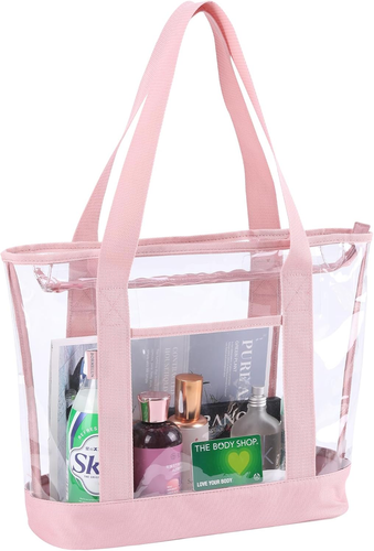clear tote bag,Purse handle with zipper for work plastic transparent see through