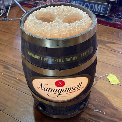 Rare Vintage 1960s Narragansett Beer Advertising Wood Barrel Radio Light Works
