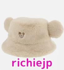 Tokyo Disney Resort Mickey Fluffy Hat with ears Beige JAPAN Park
