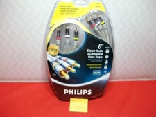 BRAND NEW PHILLIPS STEREO AUDIO  COMPOSITE VIDEO 6' CABLE 24KGP CONNECTORS EXC.
