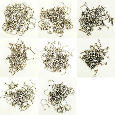 100pcs/lot Ear Nose Ring Eyebrow Tongue Lip Barbell Stud Body Piercing Wholesale