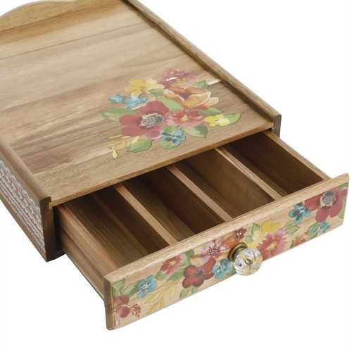 The Pioneer Woman Wildflower Whimsy Coffee Pod Wood Organizer NEW, Free