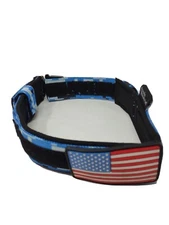Dog Collar Blue Urban Camo With Flag Adjustable with Quick Release Fits 7 inch 