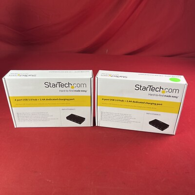2 StarTech 4-Port USB 3.0 Hub Plus Dedicated Charging Port (ST53004U1C) - New!