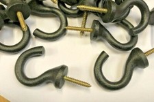 Screw In Hooks Iron large Heavy Duty wall hanger, under cabinet, Black Metal F