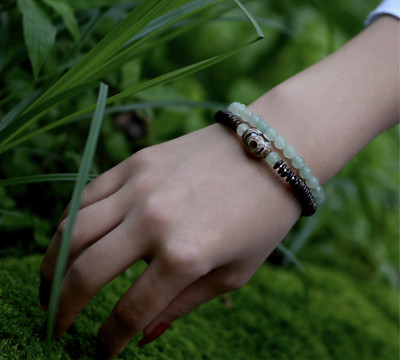 Zweilagiges Aventurin Quarz und Kokosnuss Muschel Armband
