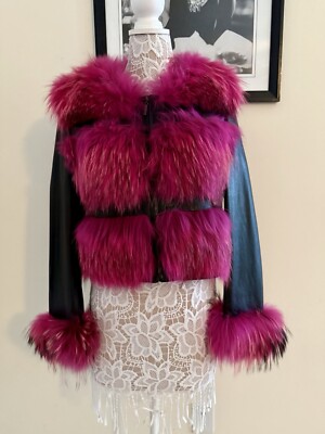 New Jacket genuine leather with genuine fur size M, no brand org $1250
