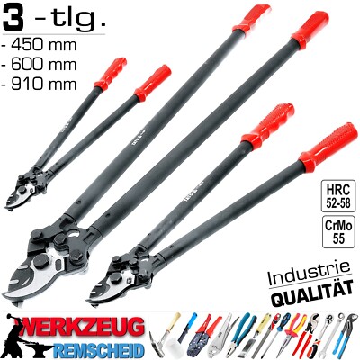 3 x Kraft Kabelschere Kabelschneider Kabel Zange Drahtschneider 450 600 910 mm L